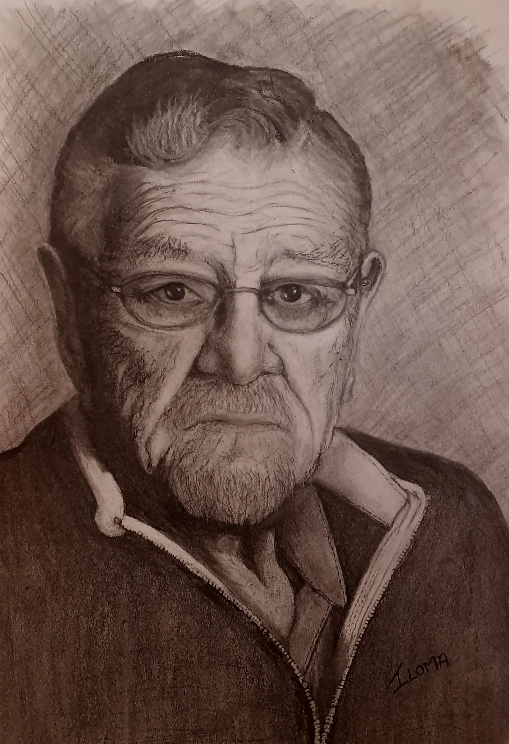 Oupa Willie charcoal drawing